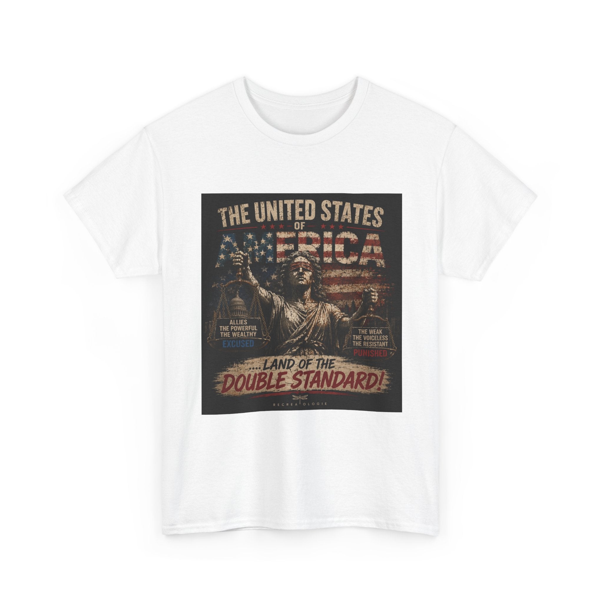 T-Shirt — 'Land of the Double Standard' Patriotic Justice Graphic Tee
