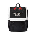 God Fights For Me Backpack — Christian Faith Shoulder Bag with Boxing Gloves Design