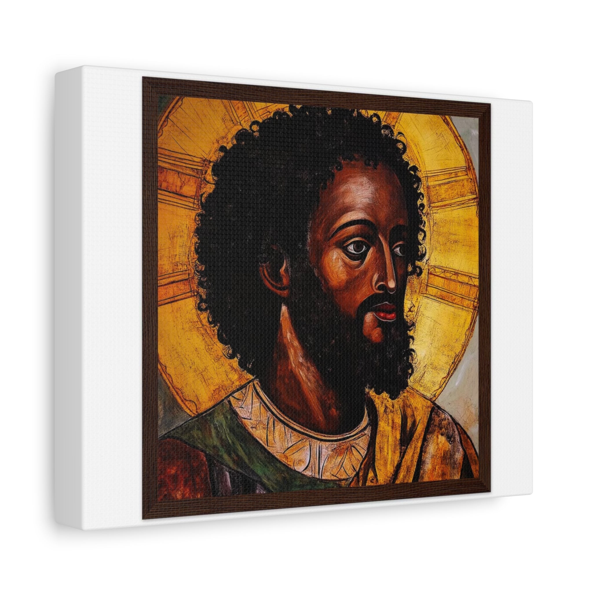 Saint Icon Matte Canvas Wall Art — African Christian Religious Portrait on Stretched Canvas