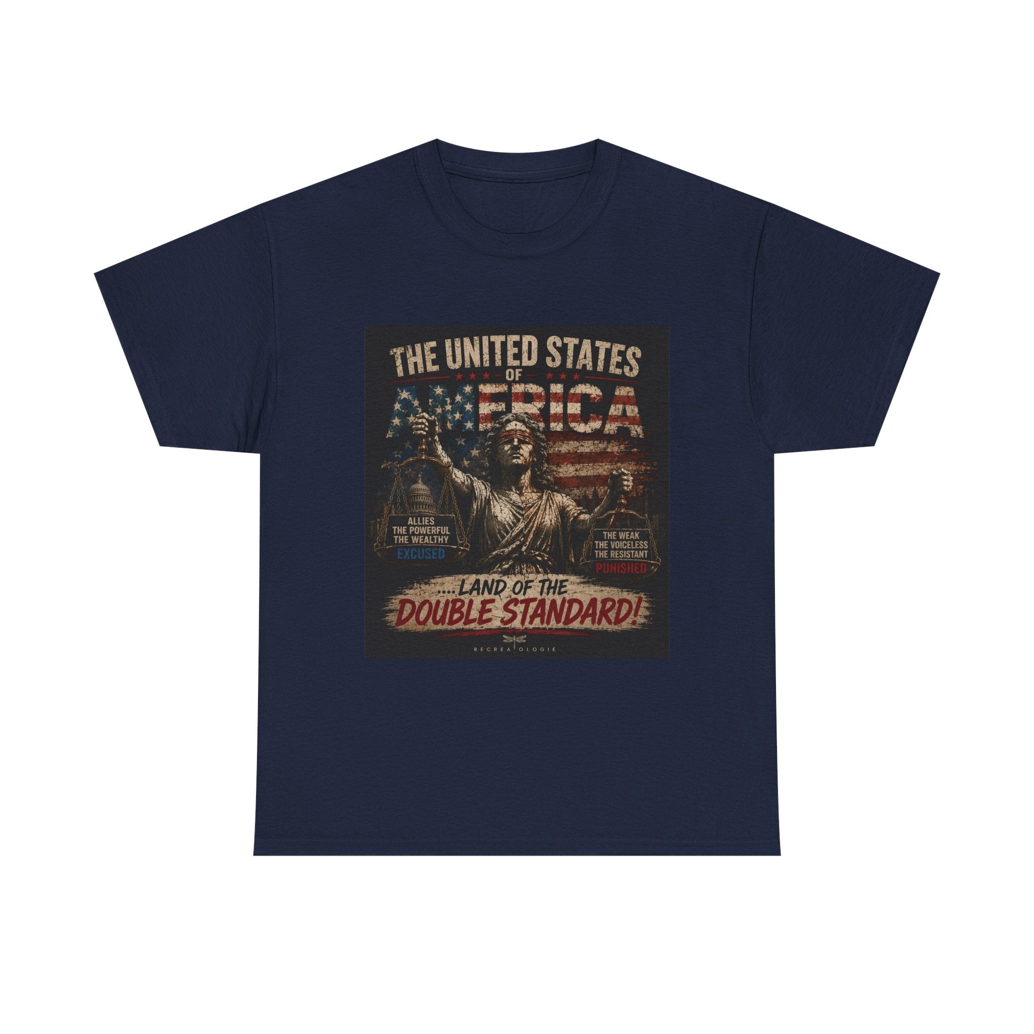 T-Shirt — 'Land of the Double Standard' Patriotic Justice Graphic Tee
