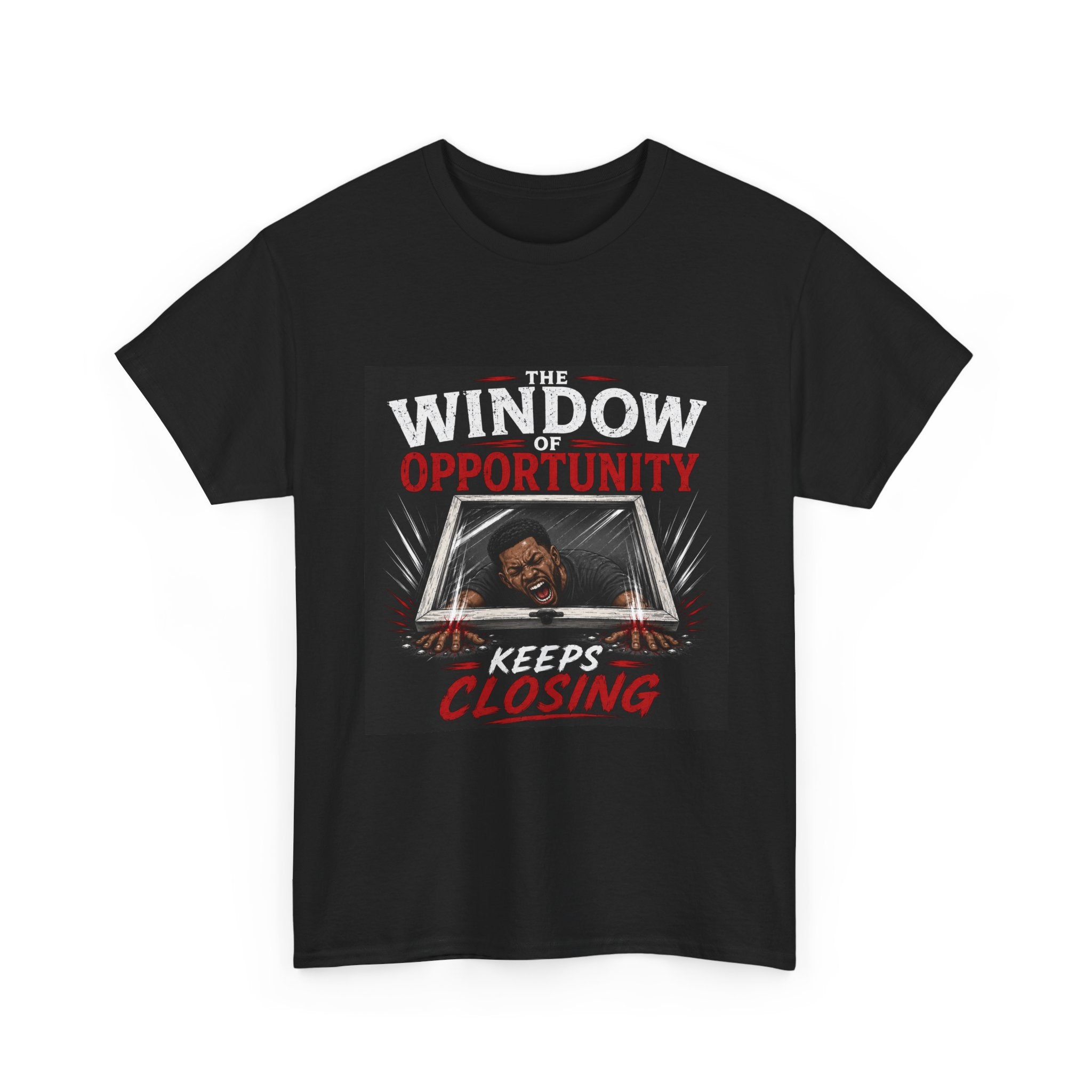 T-Shirt — "The Window of Opportunity Keeps Closing" Retro Graphic Tee