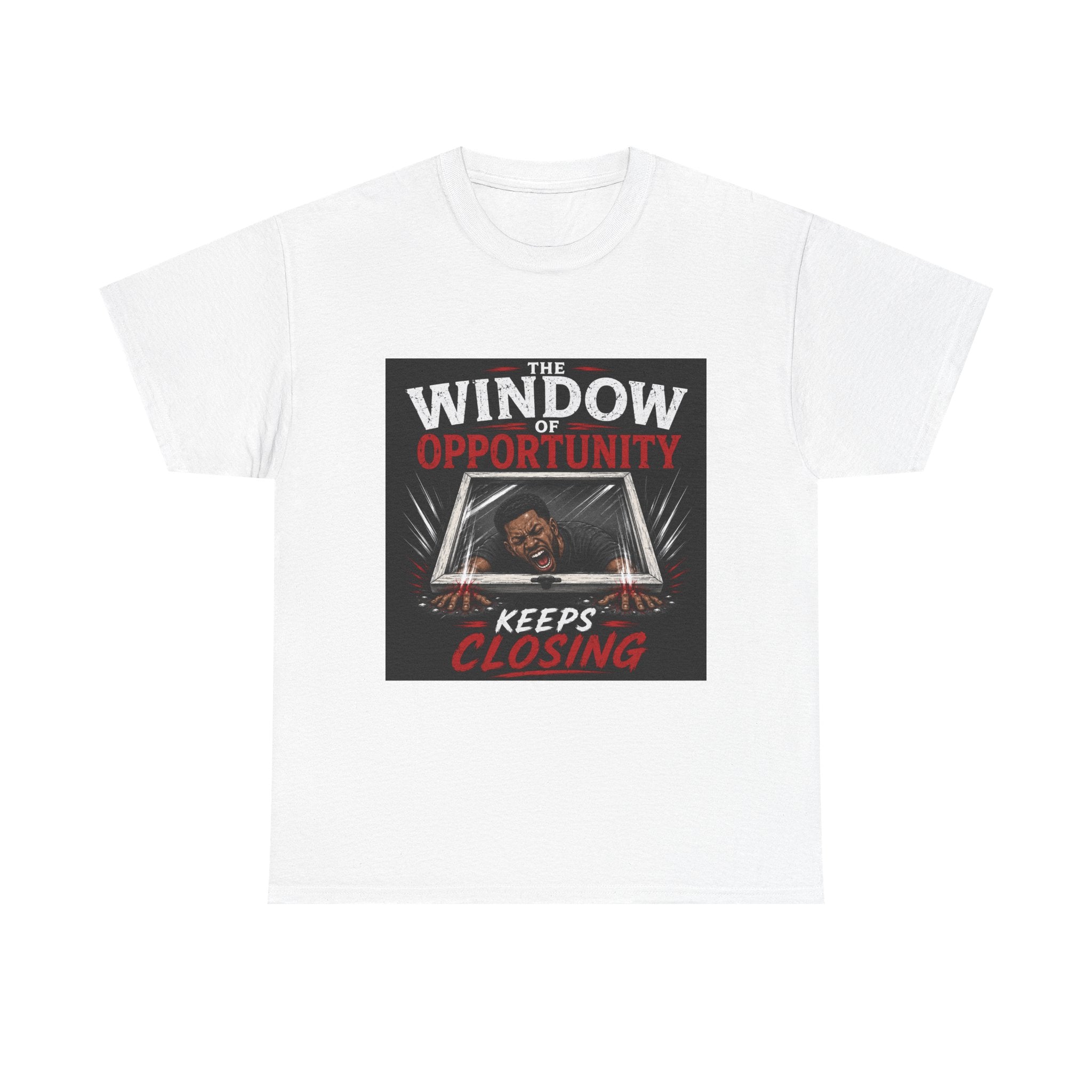 T-Shirt — "The Window of Opportunity Keeps Closing" Retro Graphic Tee