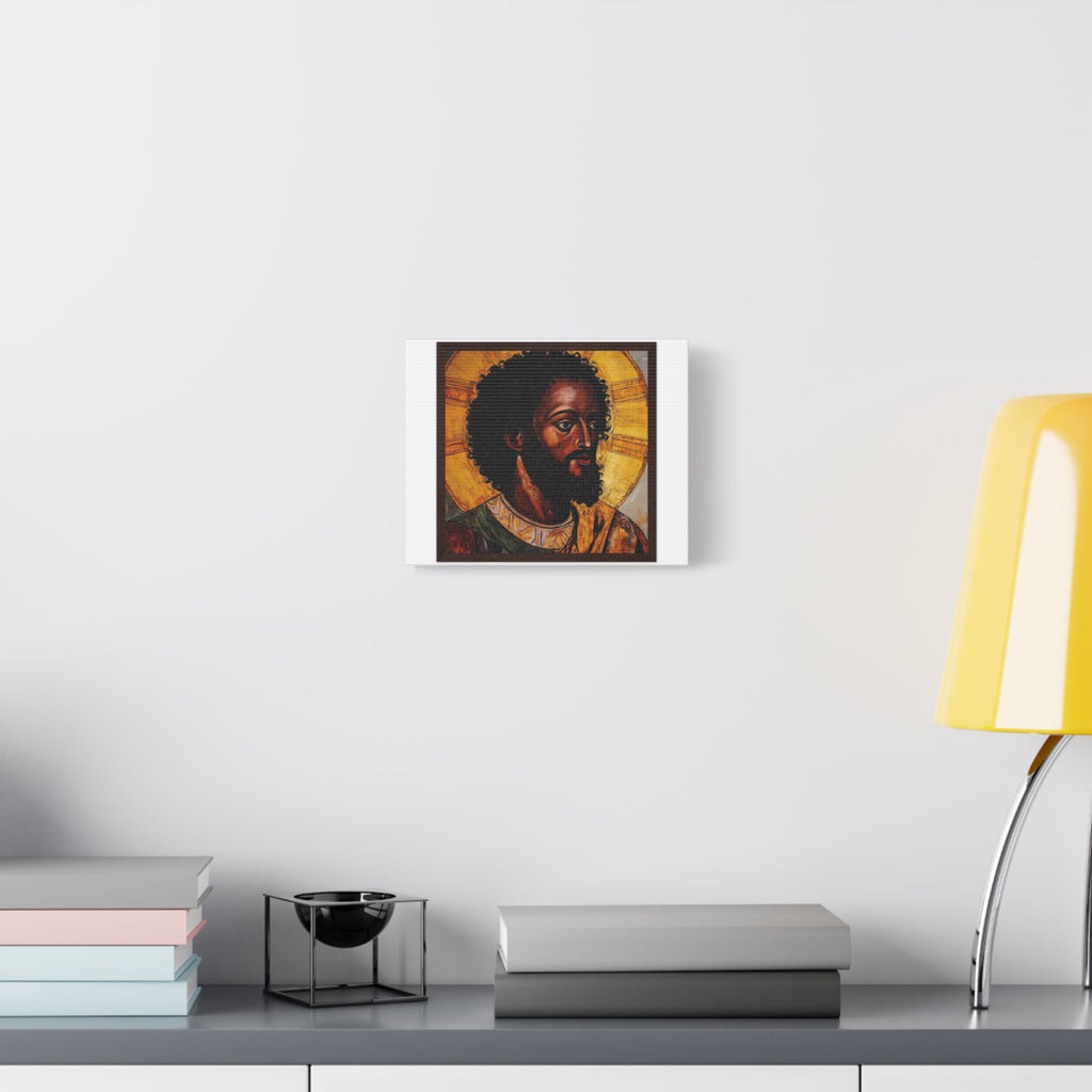 Saint Icon Matte Canvas Wall Art — African Christian Religious Portrait on Stretched Canvas