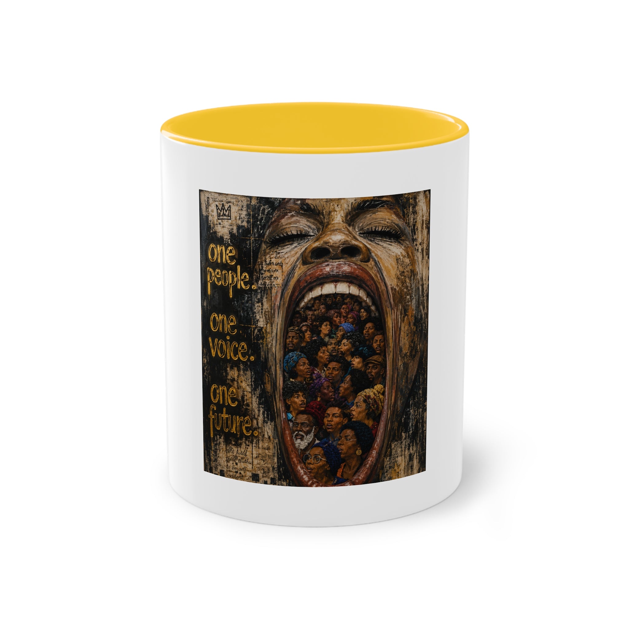 One People One Voice One Future Coffee Mug — Inspirational Unity Art