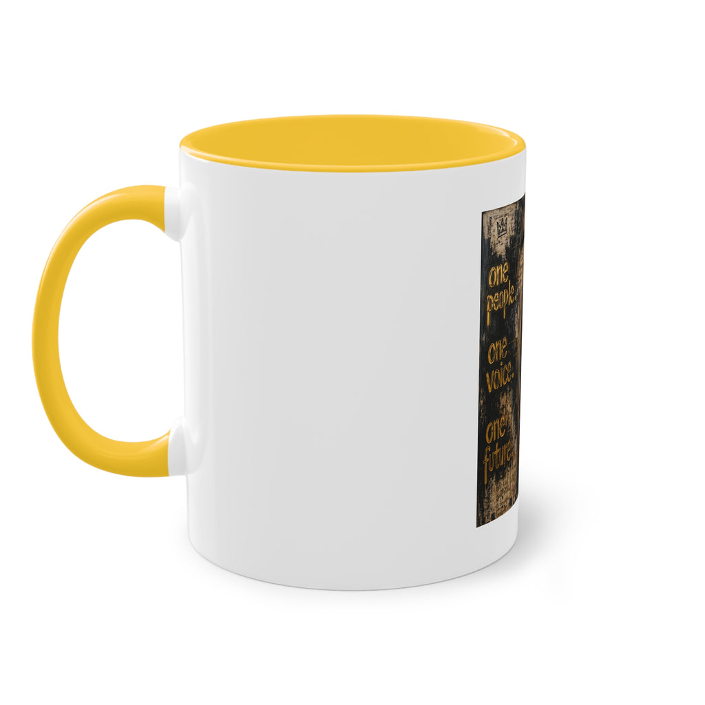 One People One Voice One Future Coffee Mug — Inspirational Unity Art
