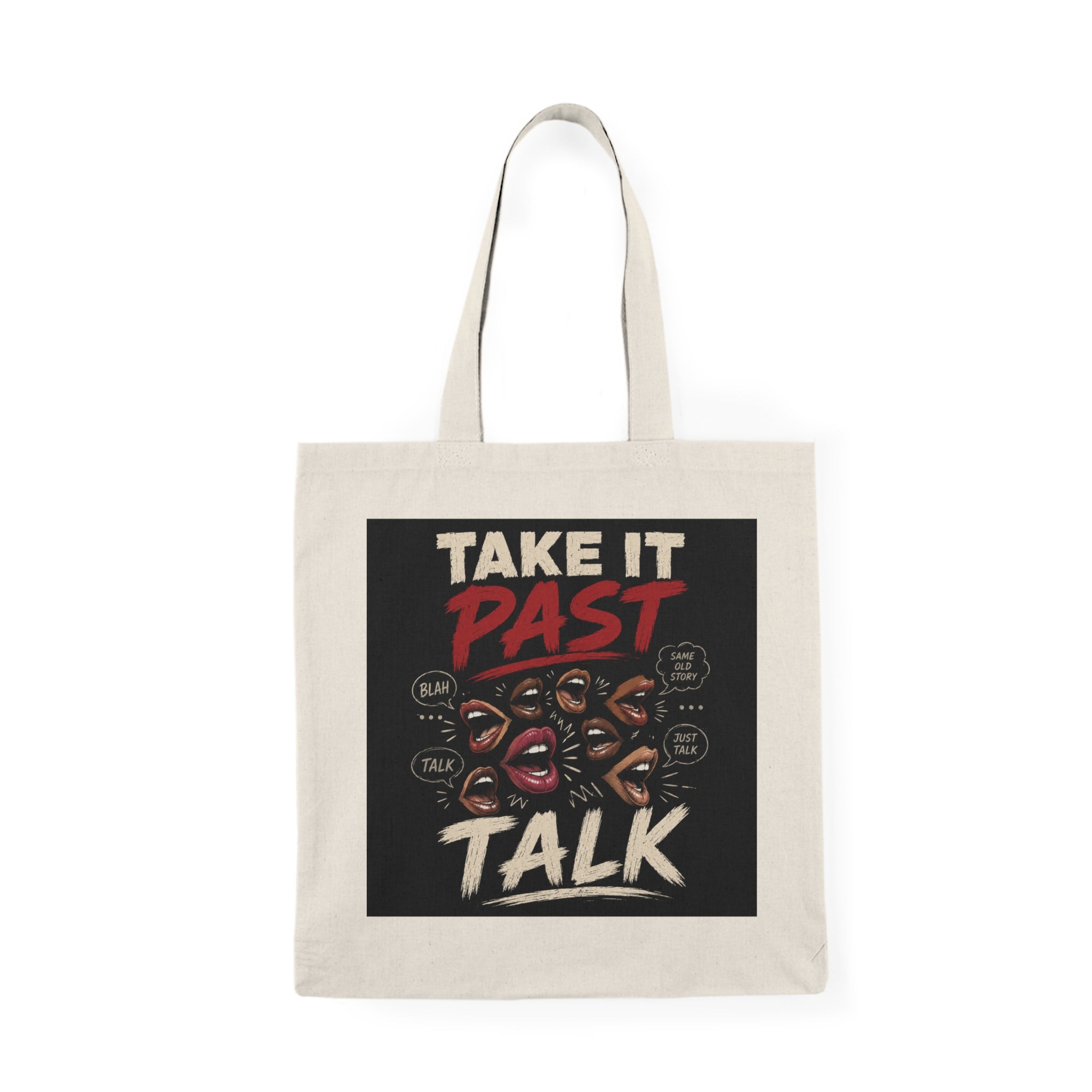 Take It Past Talk Tote Bag – Conversation Starter Natural Canvas Grocery Tote