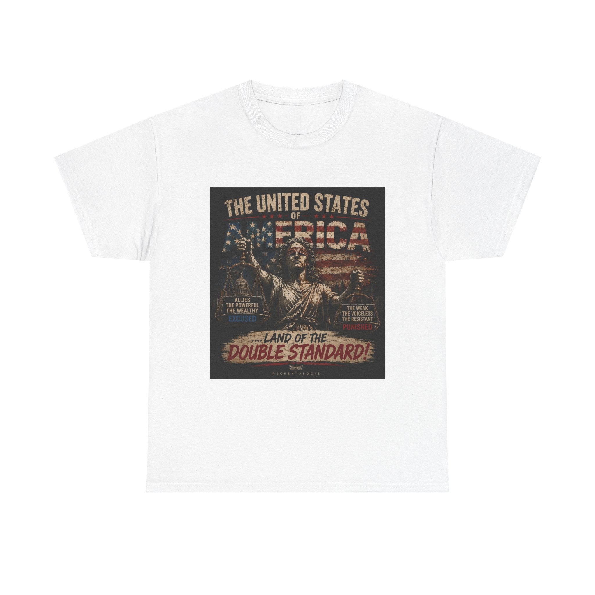 T-Shirt — 'Land of the Double Standard' Patriotic Justice Graphic Tee