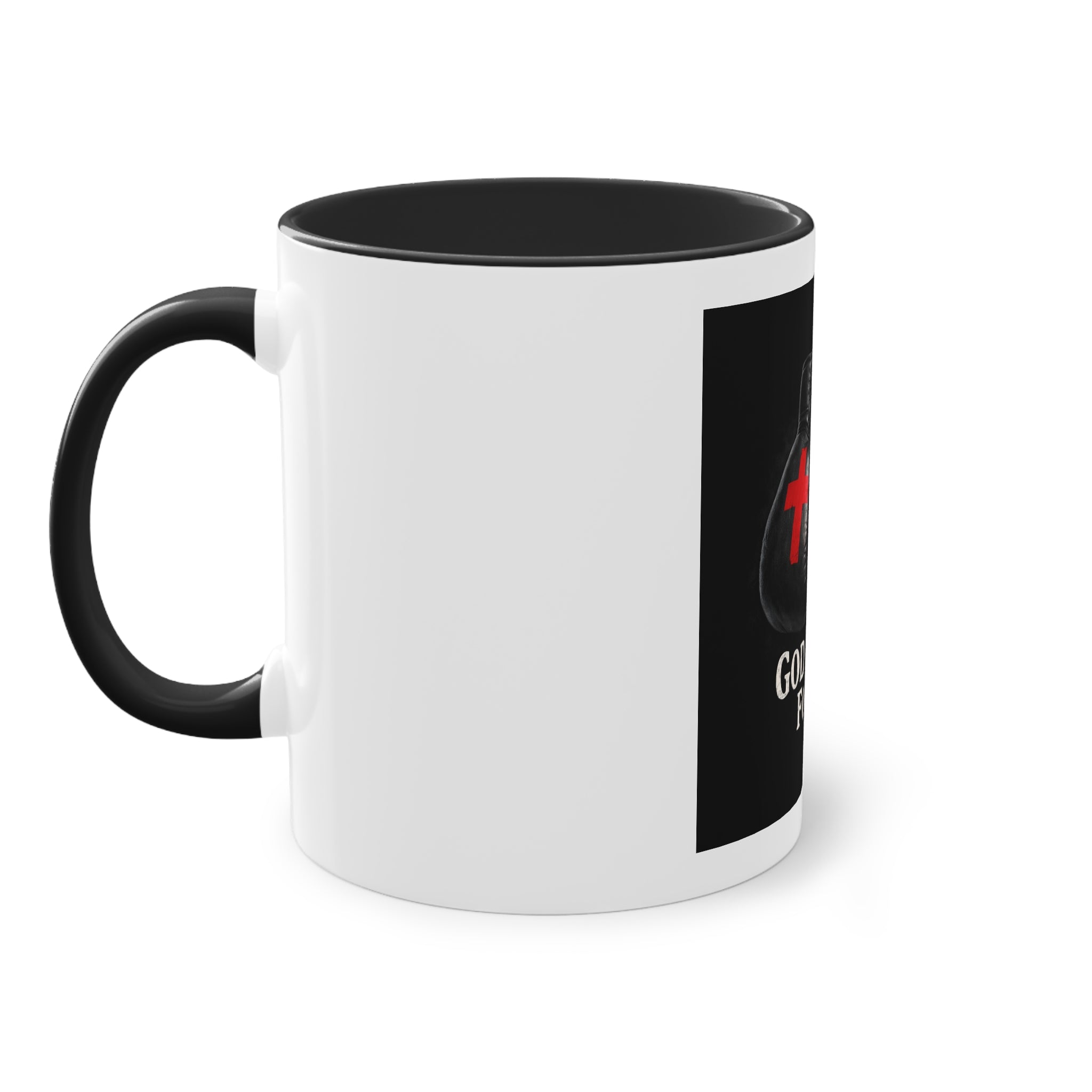 God Fights For Me Boxing Gloves Coffee Mug – Inspirational Christian Mug