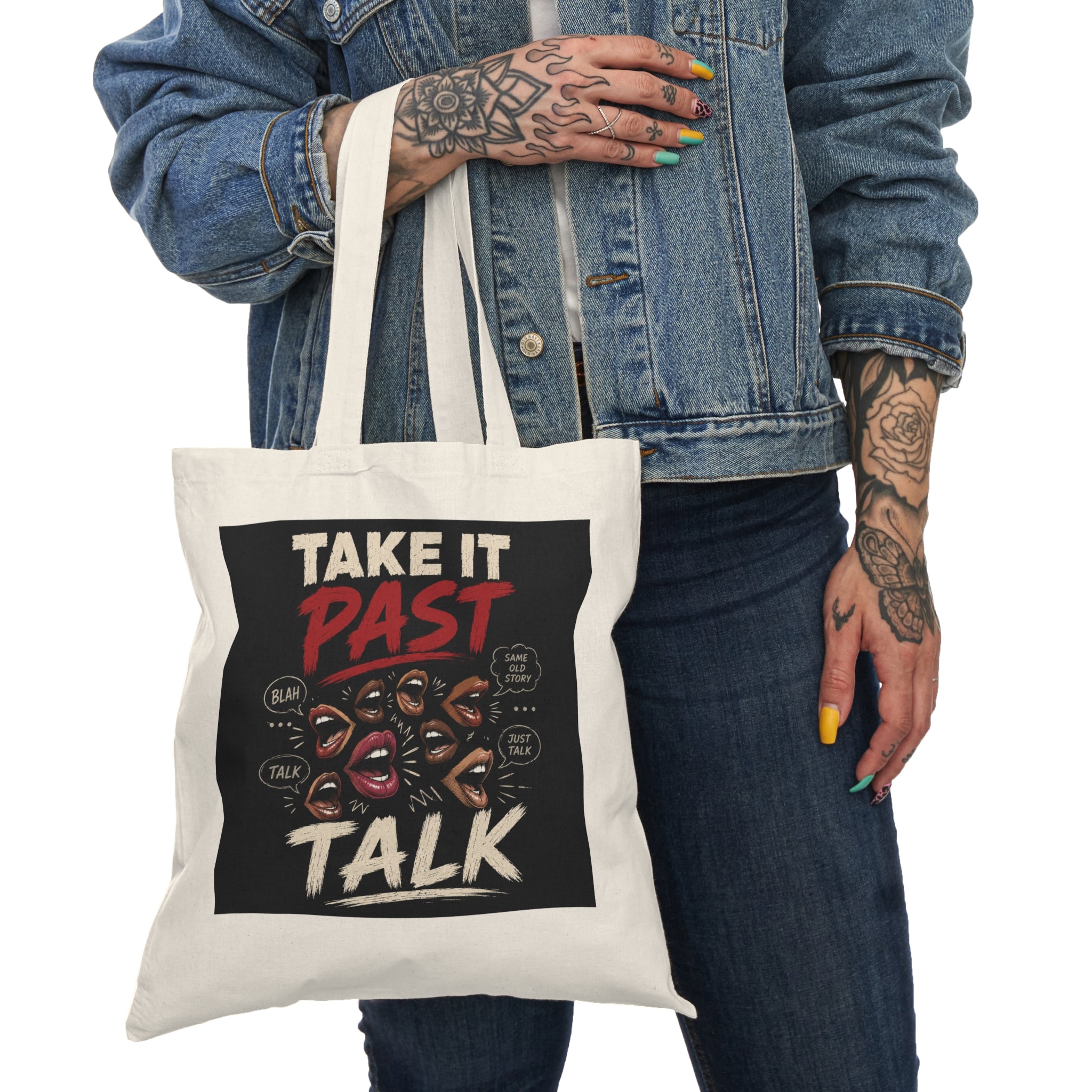 Take It Past Talk Tote Bag – Conversation Starter Natural Canvas Grocery Tote