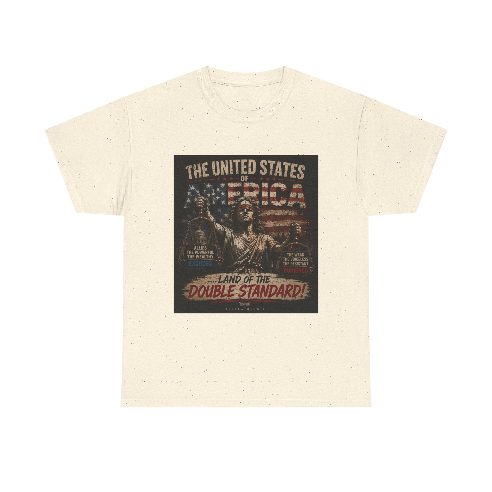 T-Shirt — 'Land of the Double Standard' Patriotic Justice Graphic Tee