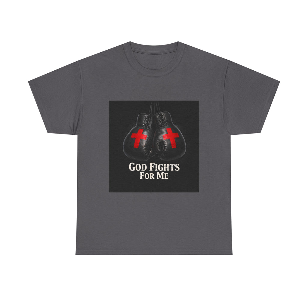 God Fights For Me T‑Shirt — Christian Boxing Gloves Design