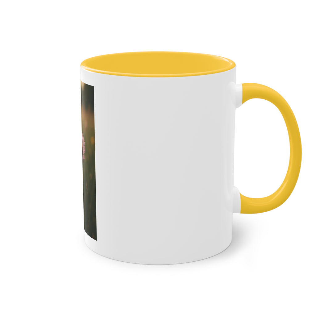 Daisy Field Photo Mug — 11oz Two-Tone Yellow Interior Coffee Cup