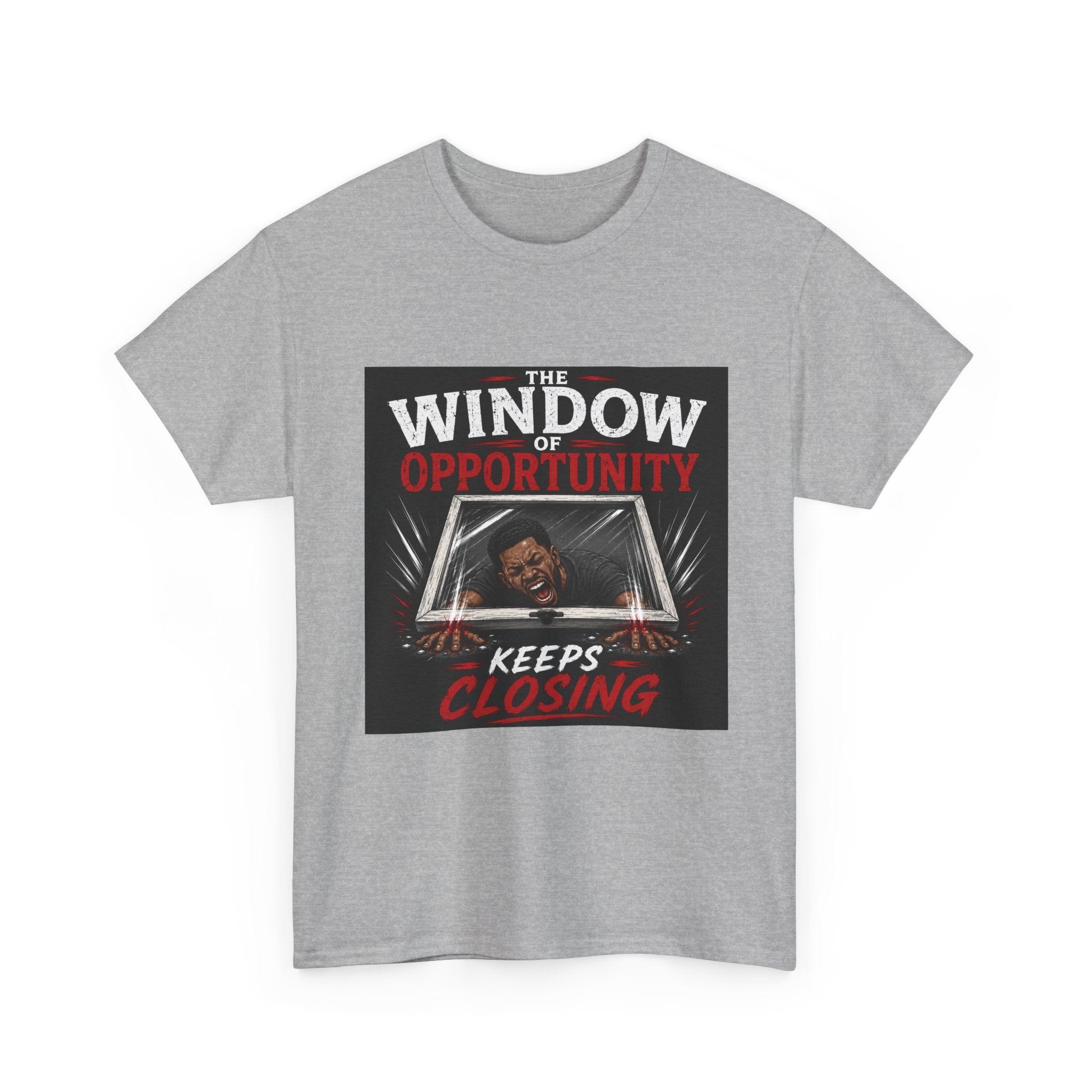 T-Shirt — "The Window of Opportunity Keeps Closing" Retro Graphic Tee