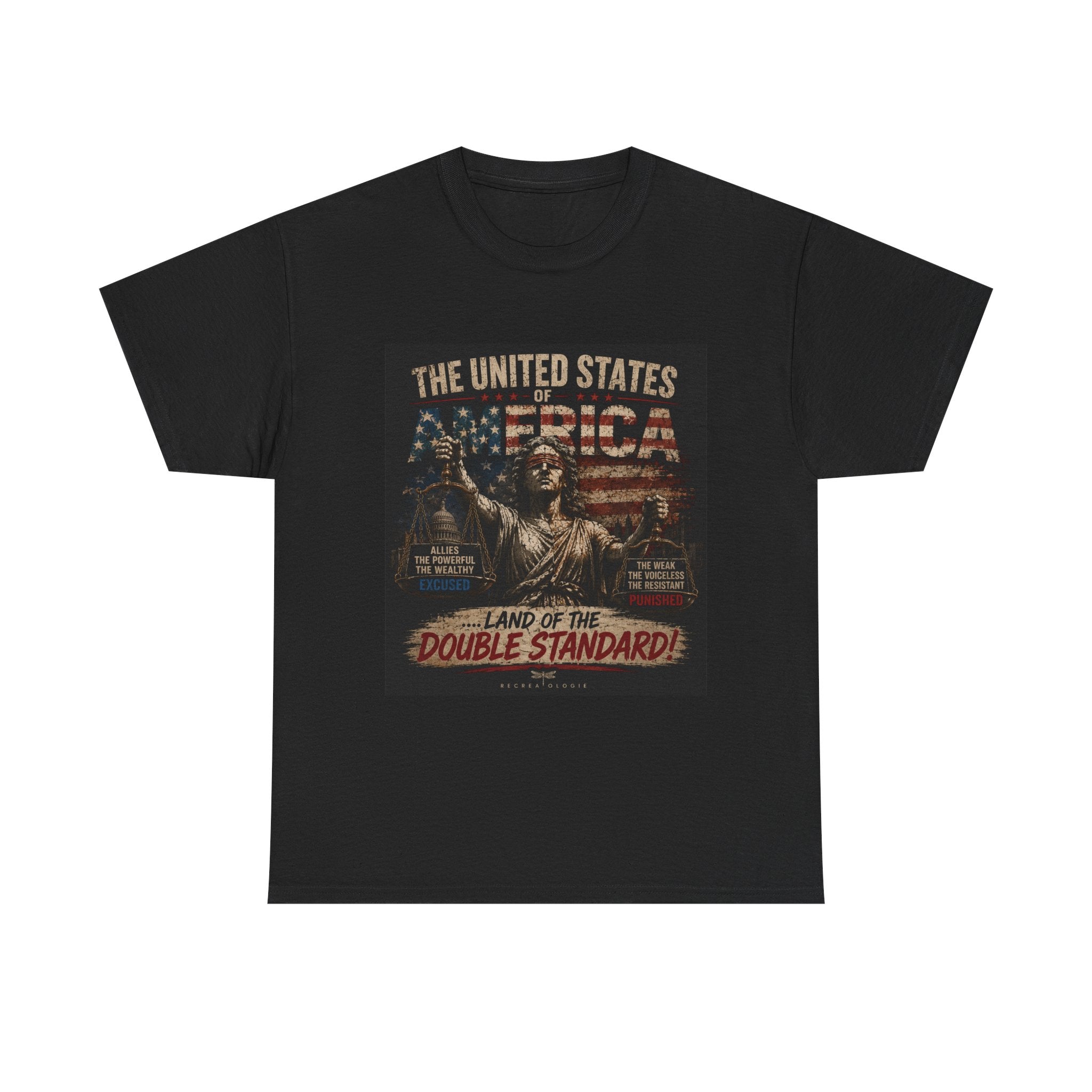 T-Shirt — 'Land of the Double Standard' Patriotic Justice Graphic Tee