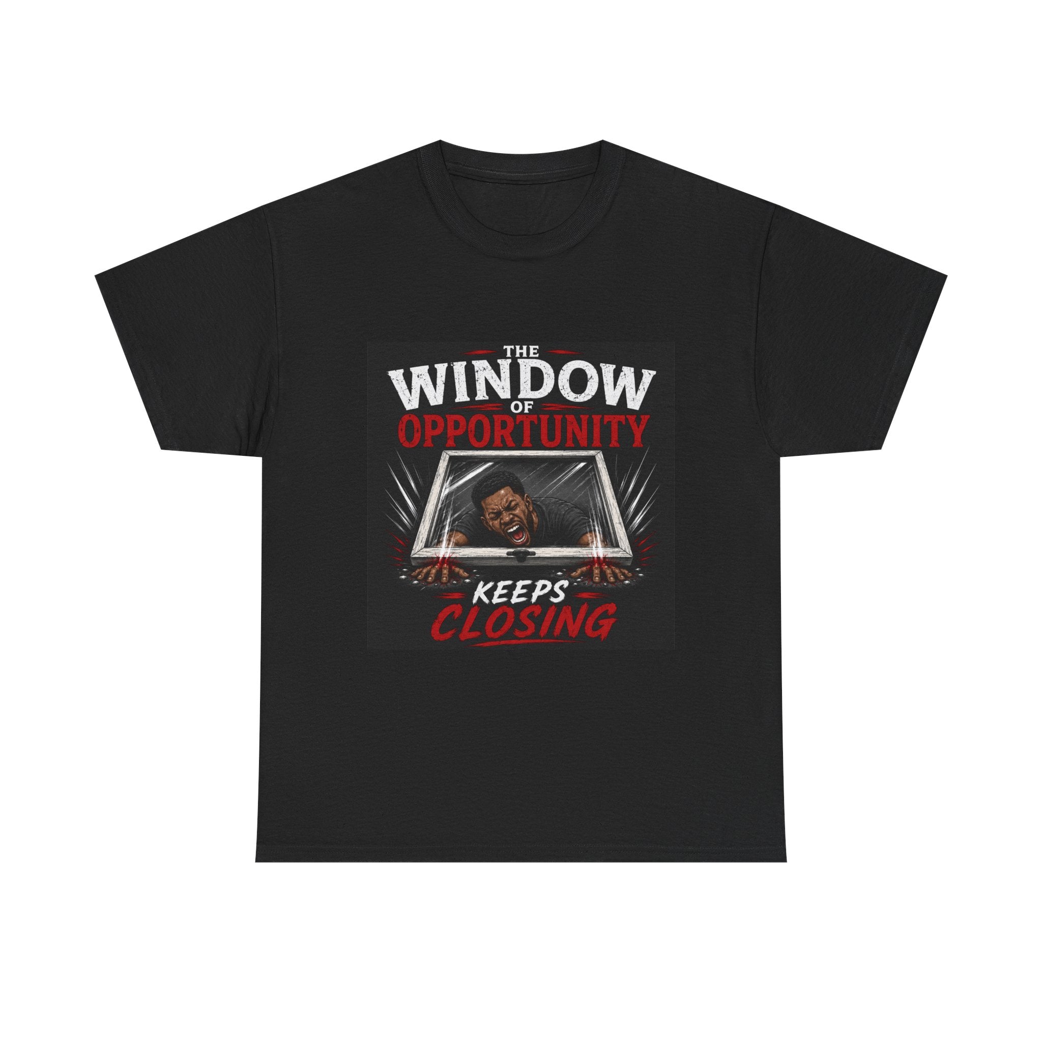 T-Shirt — "The Window of Opportunity Keeps Closing" Retro Graphic Tee
