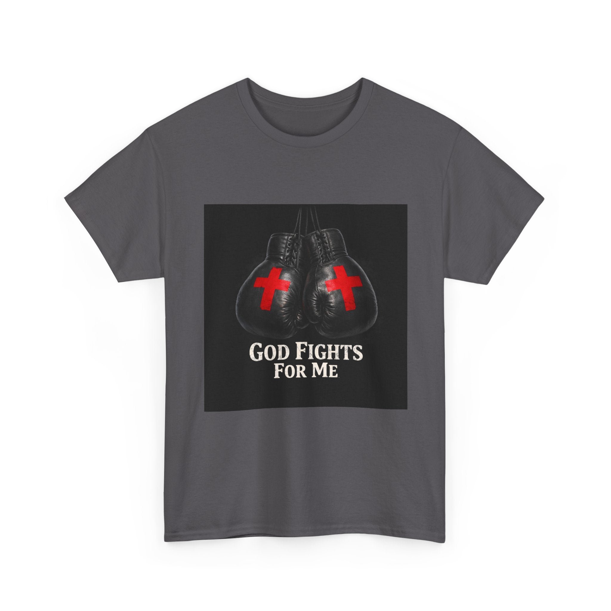 God Fights For Me T‑Shirt — Christian Boxing Gloves Design