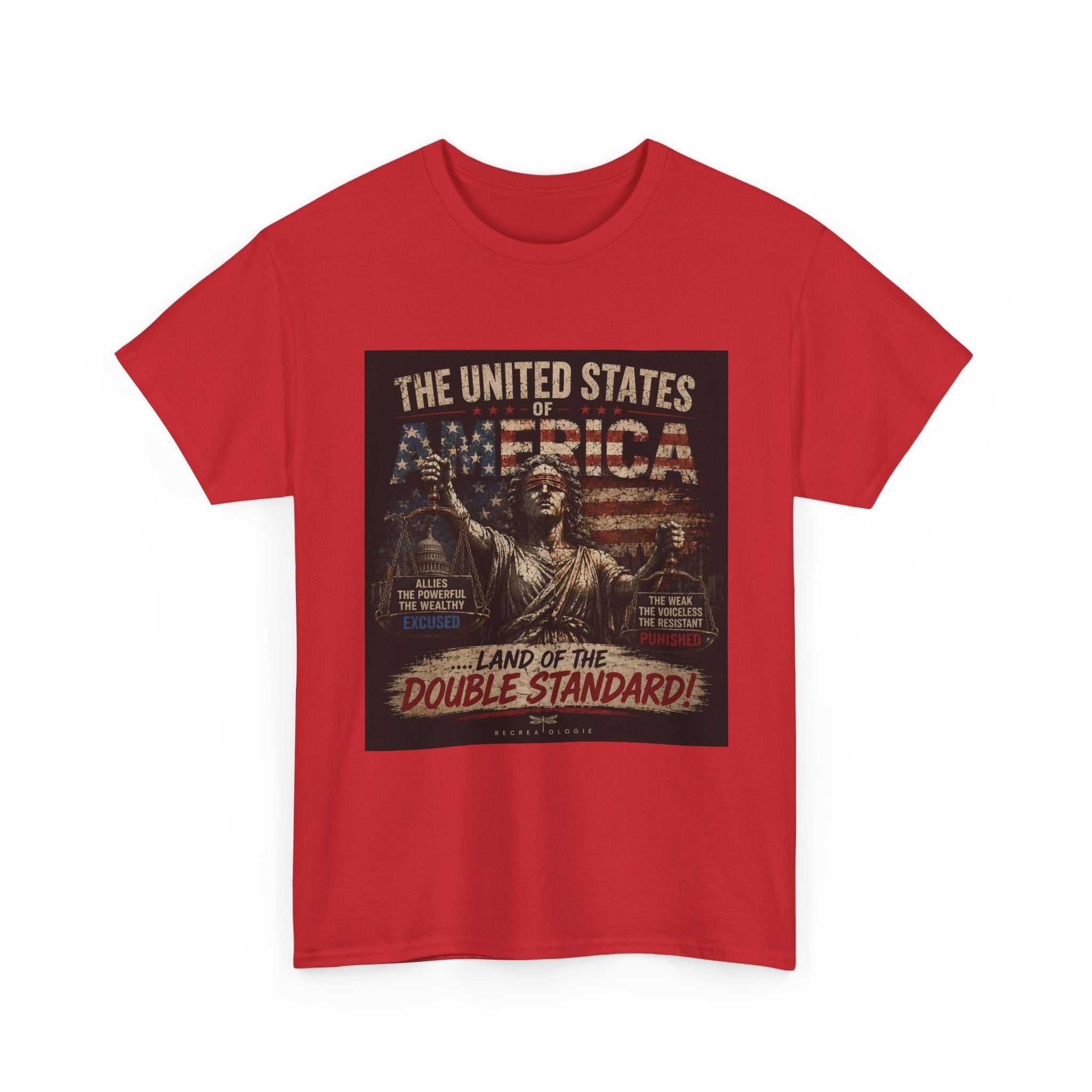 T-Shirt — 'Land of the Double Standard' Patriotic Justice Graphic Tee