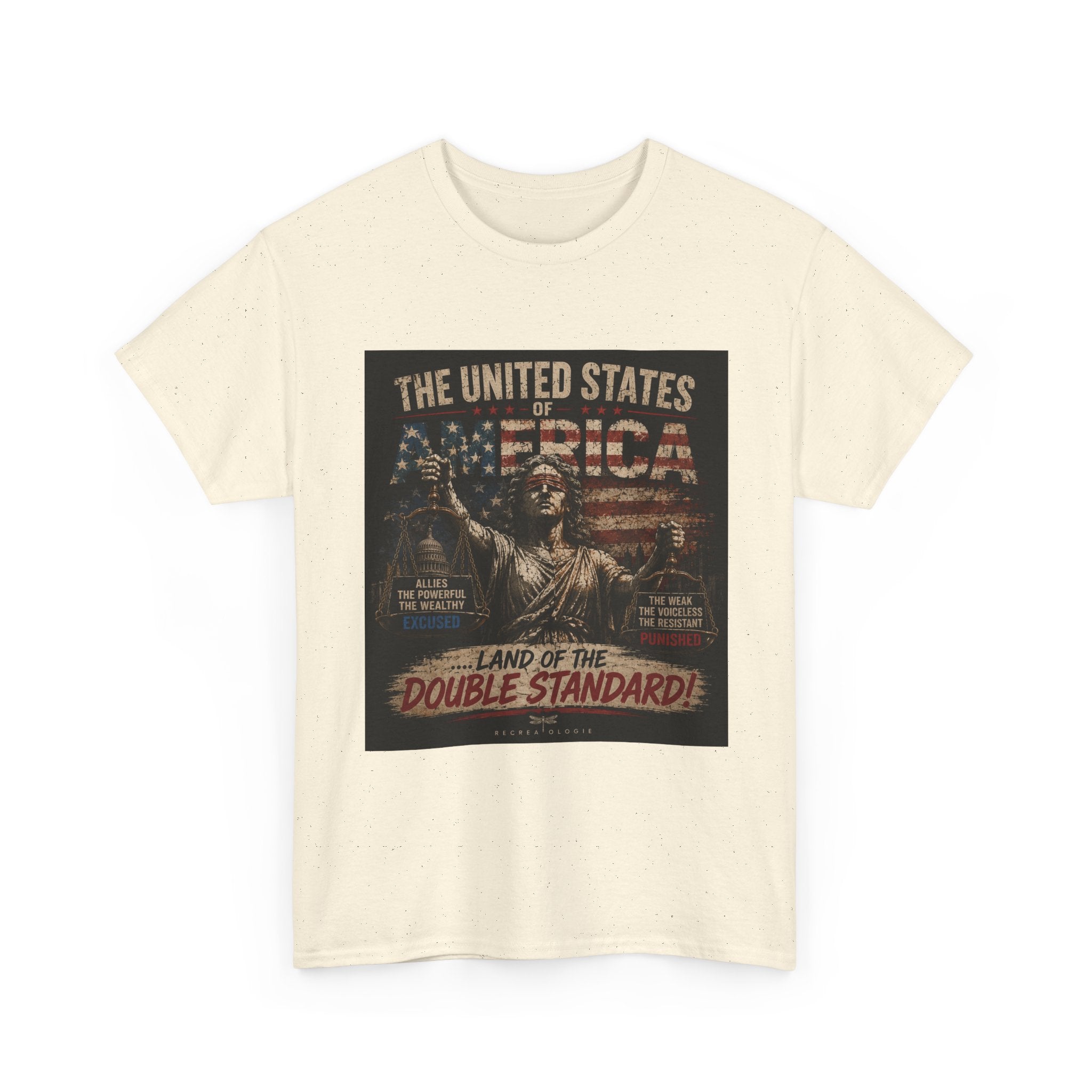 T-Shirt — 'Land of the Double Standard' Patriotic Justice Graphic Tee