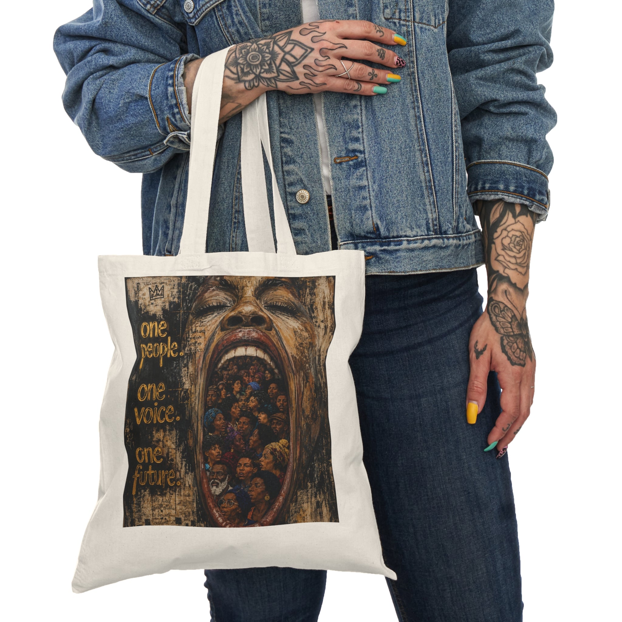 One People One Voice One Future Canvas Tote Bag — Social Justice Illustrated Shopper