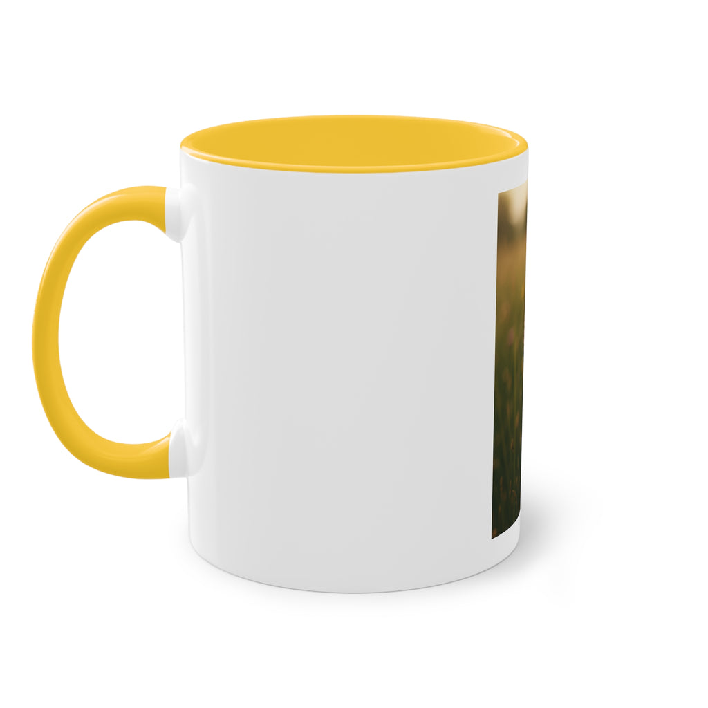 Daisy Field Photo Mug — 11oz Two-Tone Yellow Interior Coffee Cup