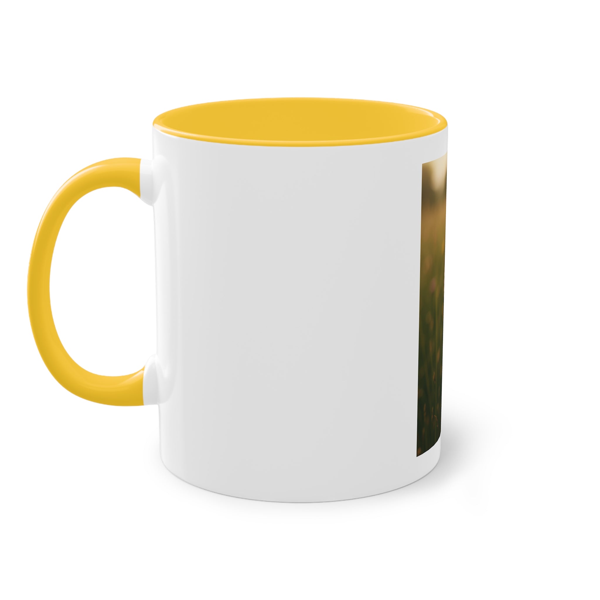 Daisy Field Photo Mug — 11oz Two-Tone Yellow Interior Coffee Cup