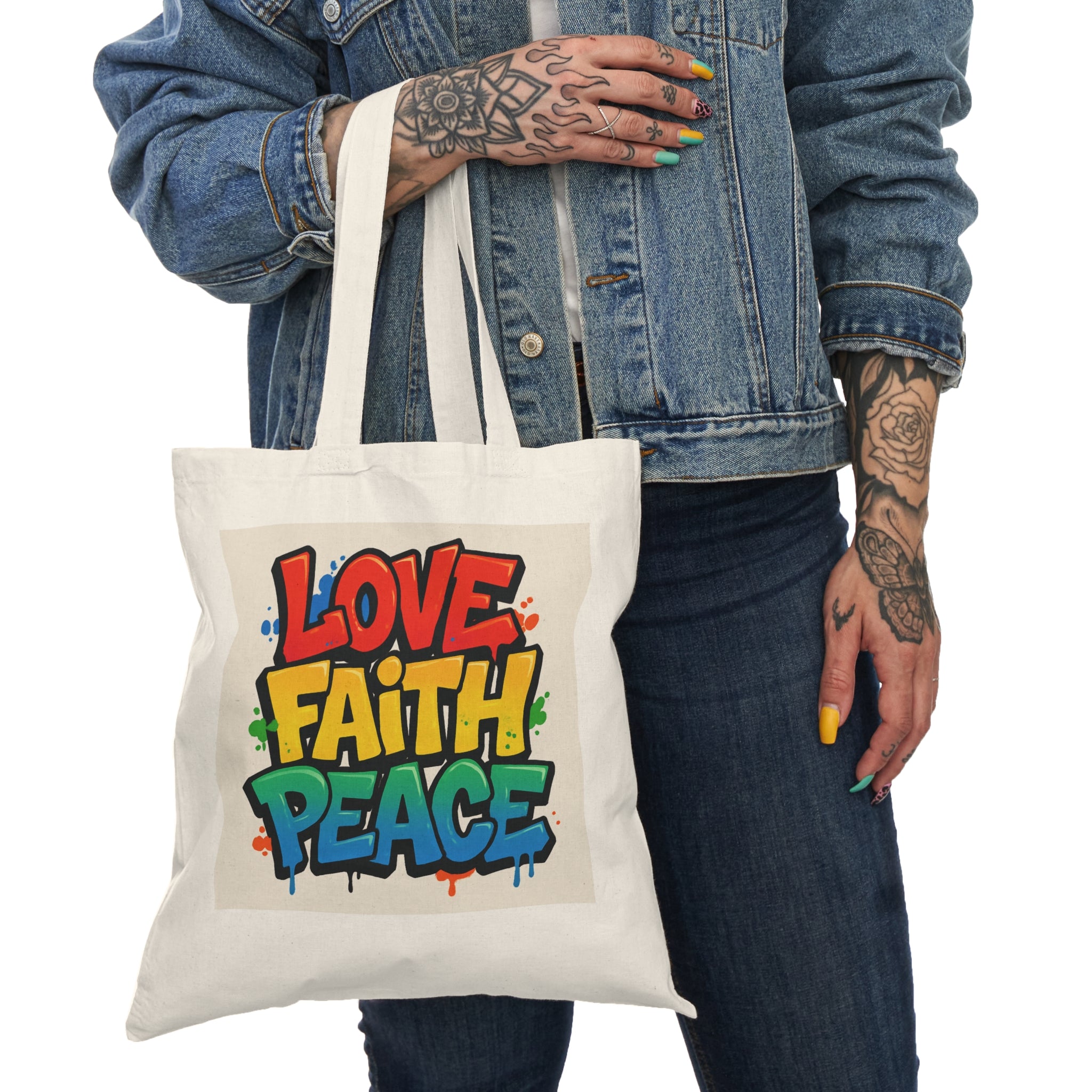 Love Faith Peace Graffiti Tote