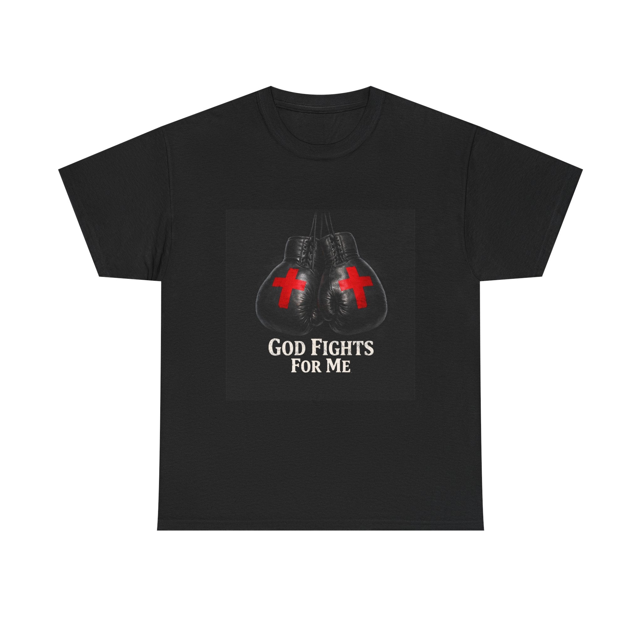 God Fights For Me T‑Shirt — Christian Boxing Gloves Design