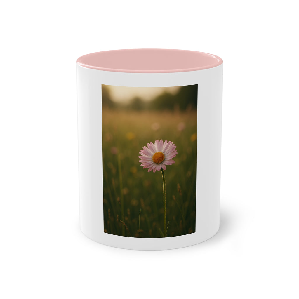Daisy Field Photo Mug — 11oz Two-Tone Yellow Interior Coffee Cup