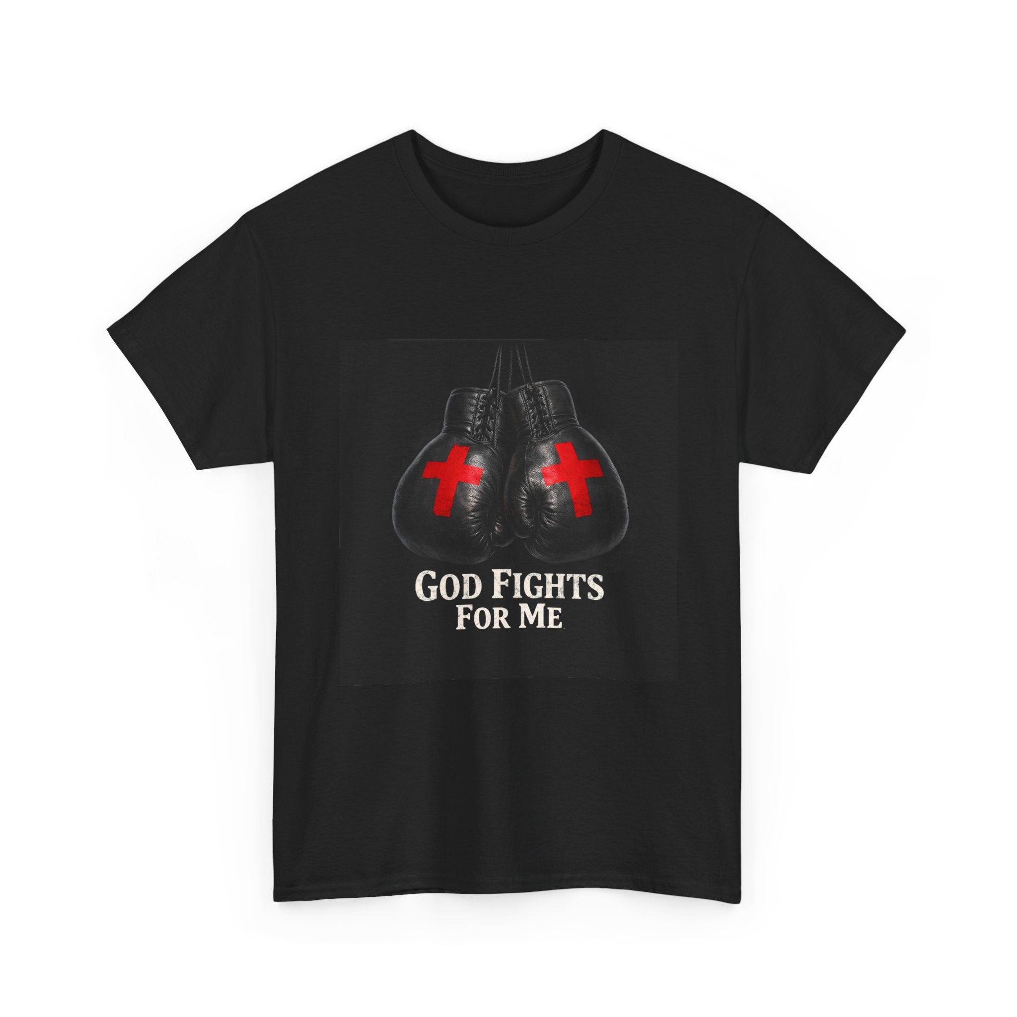 God Fights For Me T‑Shirt — Christian Boxing Gloves Design