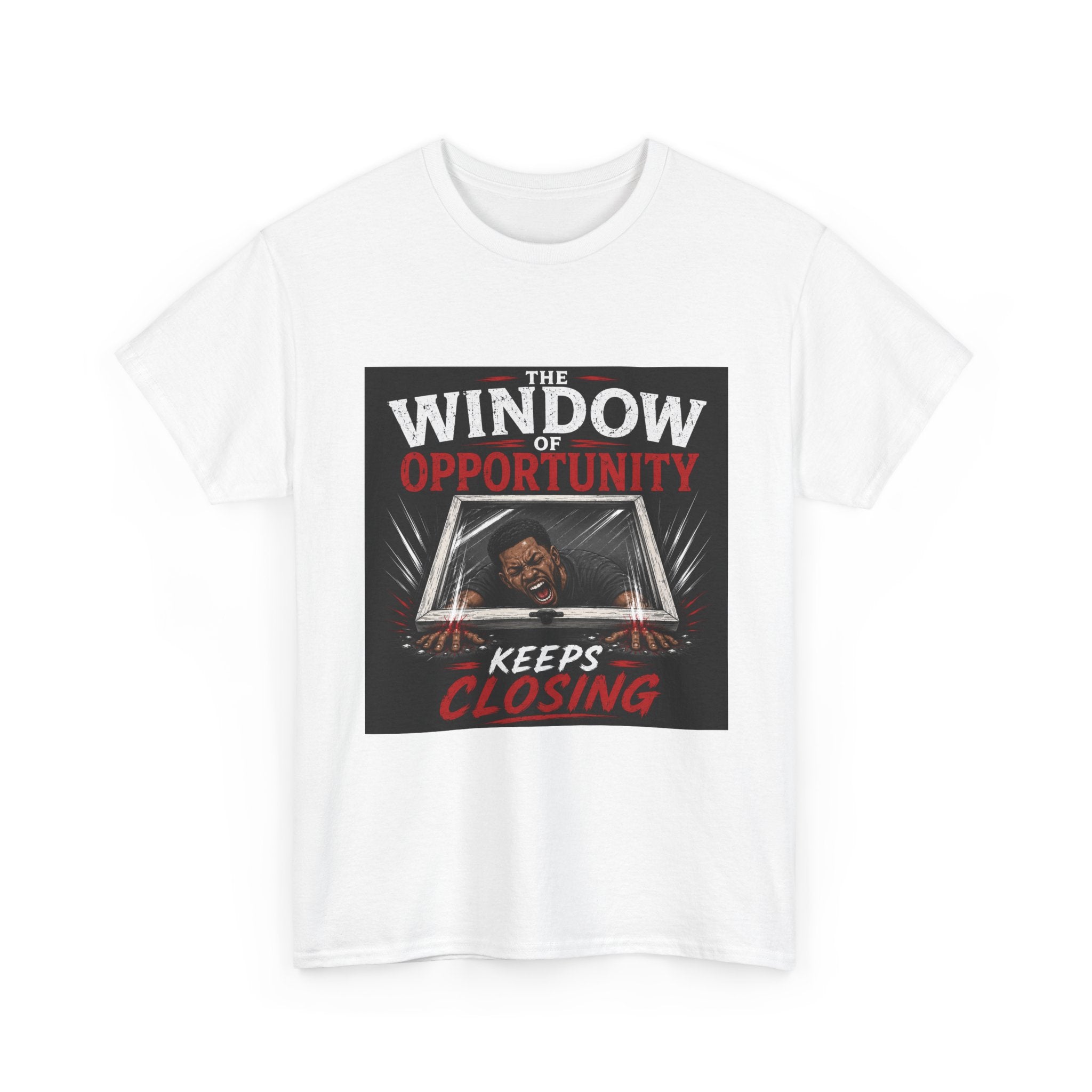T-Shirt — "The Window of Opportunity Keeps Closing" Retro Graphic Tee