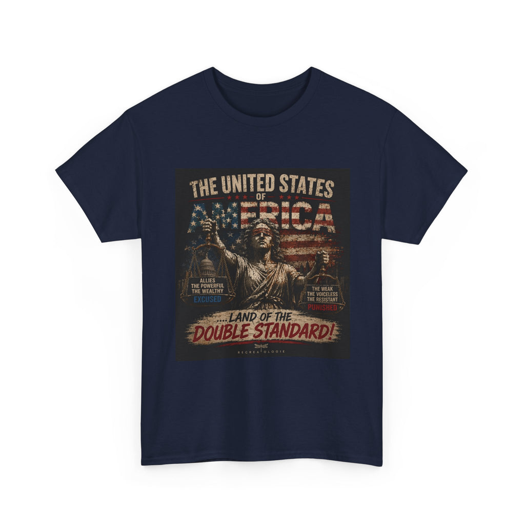 T-Shirt — 'Land of the Double Standard' Patriotic Justice Graphic Tee
