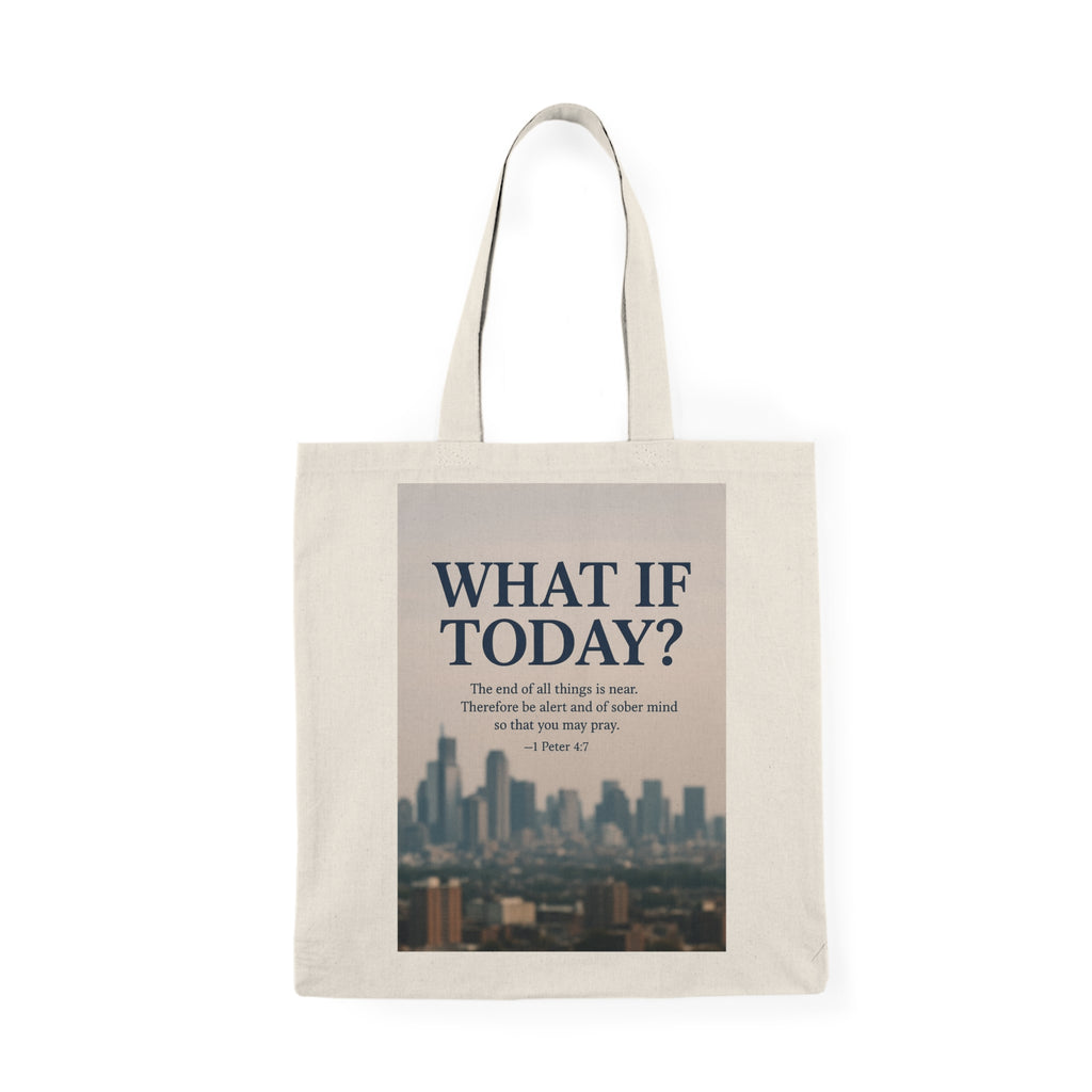 What If Today? Inspirational Canvas Tote Bag — Motivational City Skyline Grocery & Book Tote