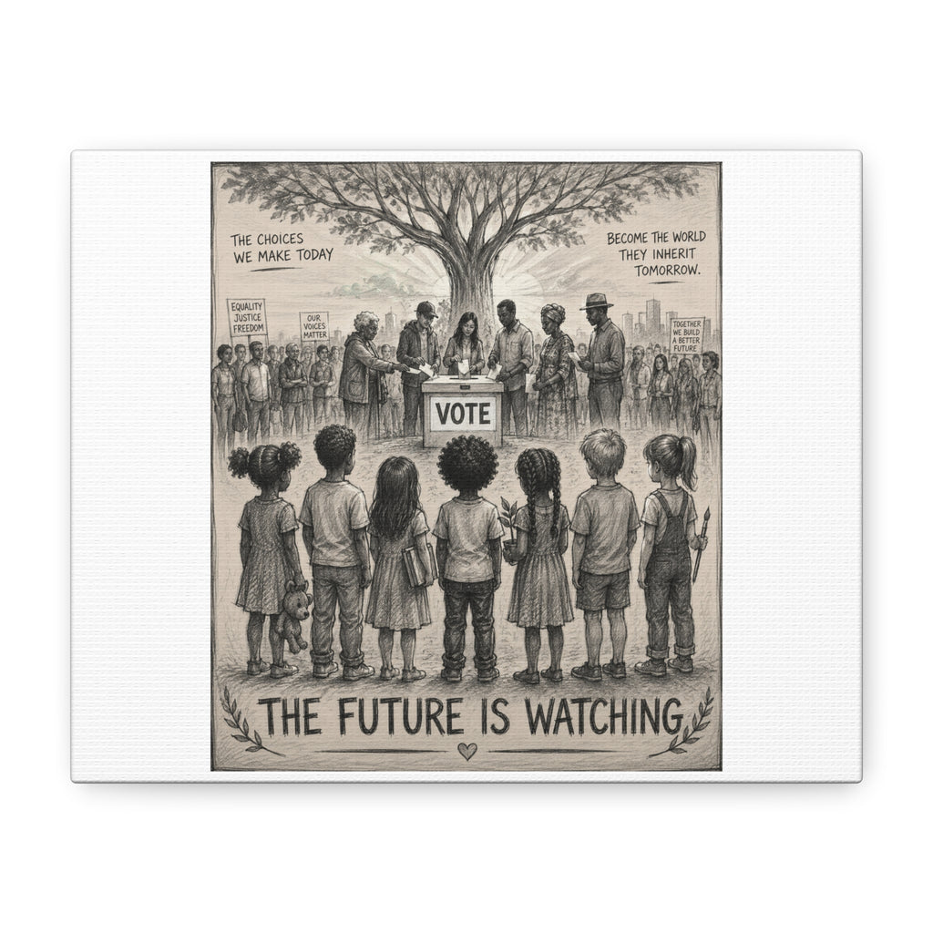 Matte Stretched Canvas — “The Future Is Watching” Voting Art Print