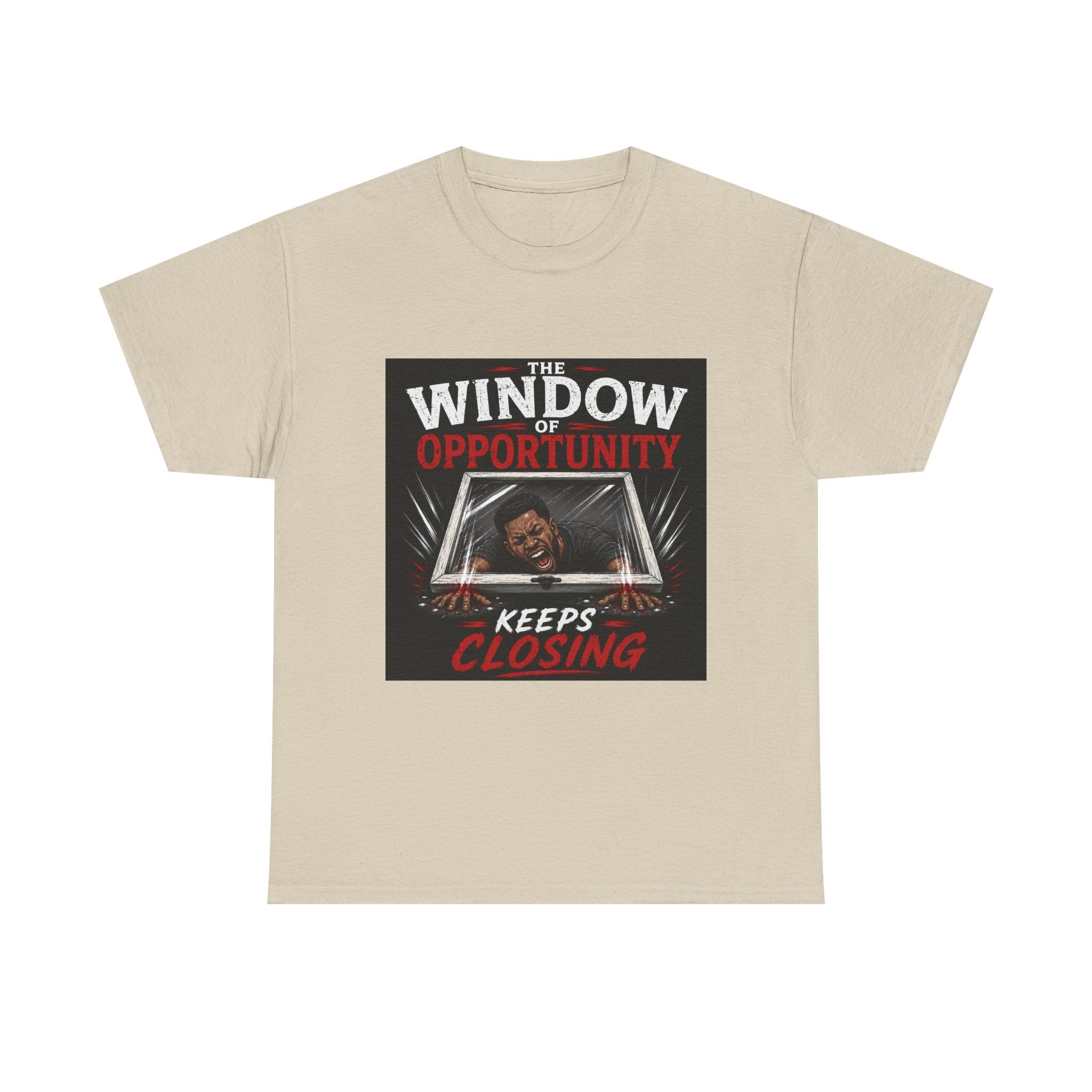 T-Shirt — "The Window of Opportunity Keeps Closing" Retro Graphic Tee