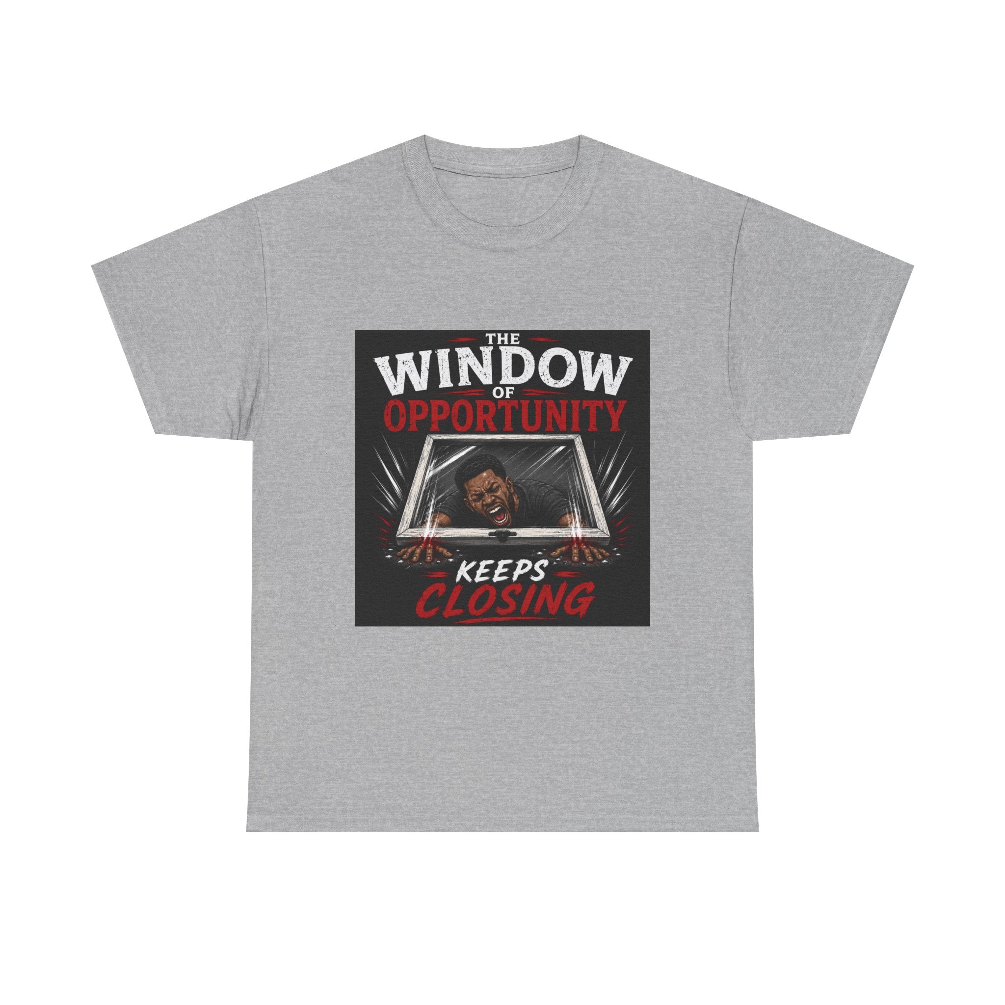 T-Shirt — "The Window of Opportunity Keeps Closing" Retro Graphic Tee