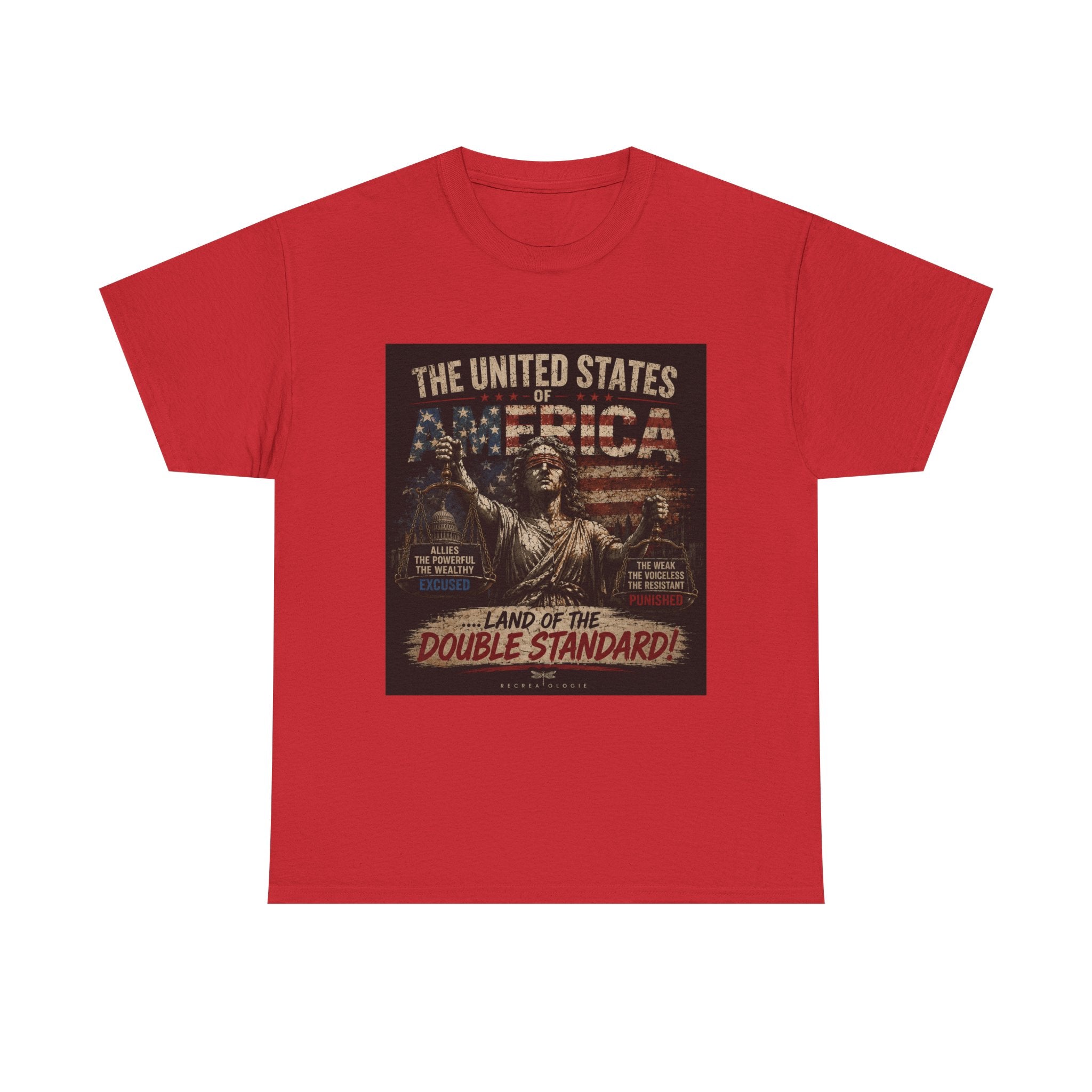 T-Shirt — 'Land of the Double Standard' Patriotic Justice Graphic Tee