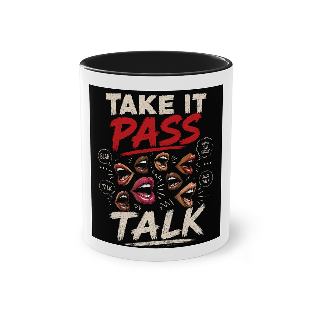Take It, Pass It, Talk Mug — Funny Conversation Starter Coffee Cup