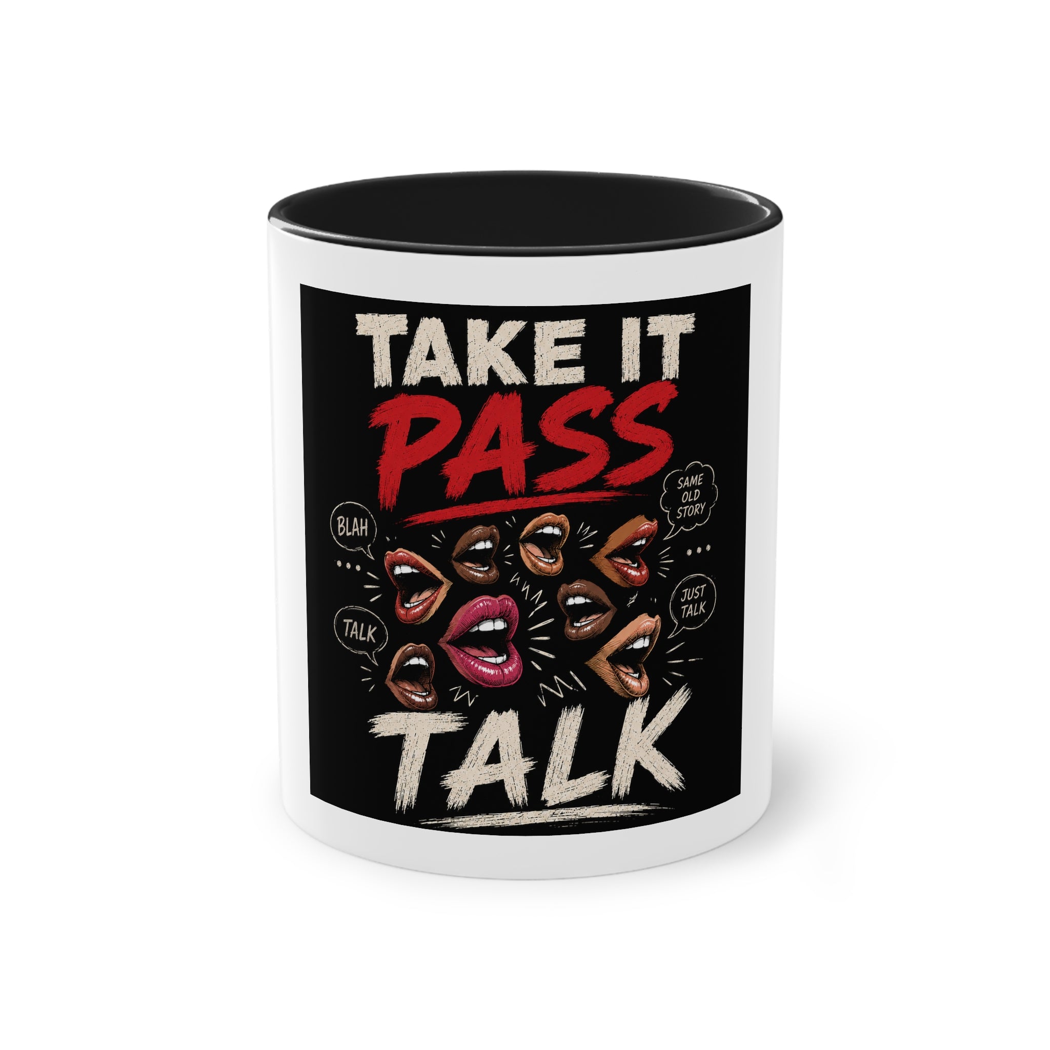 Take It, Pass It, Talk Mug — Funny Conversation Starter Coffee Cup