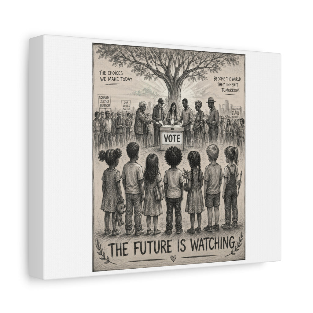 Matte Stretched Canvas — “The Future Is Watching” Voting Art Print