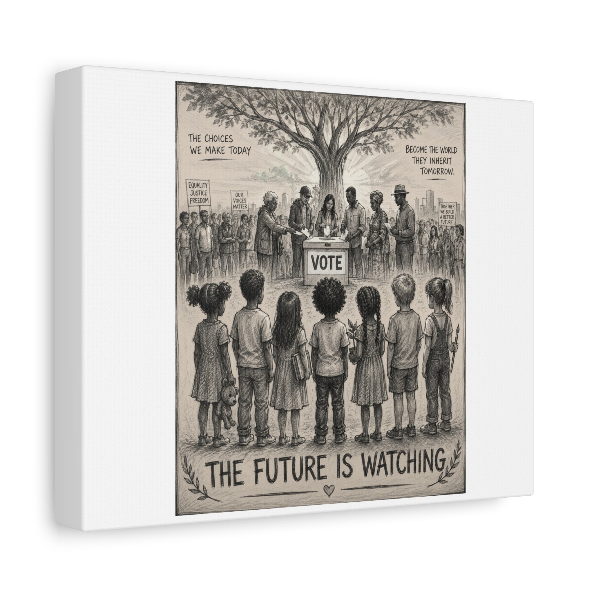 Matte Stretched Canvas — “The Future Is Watching” Voting Art Print