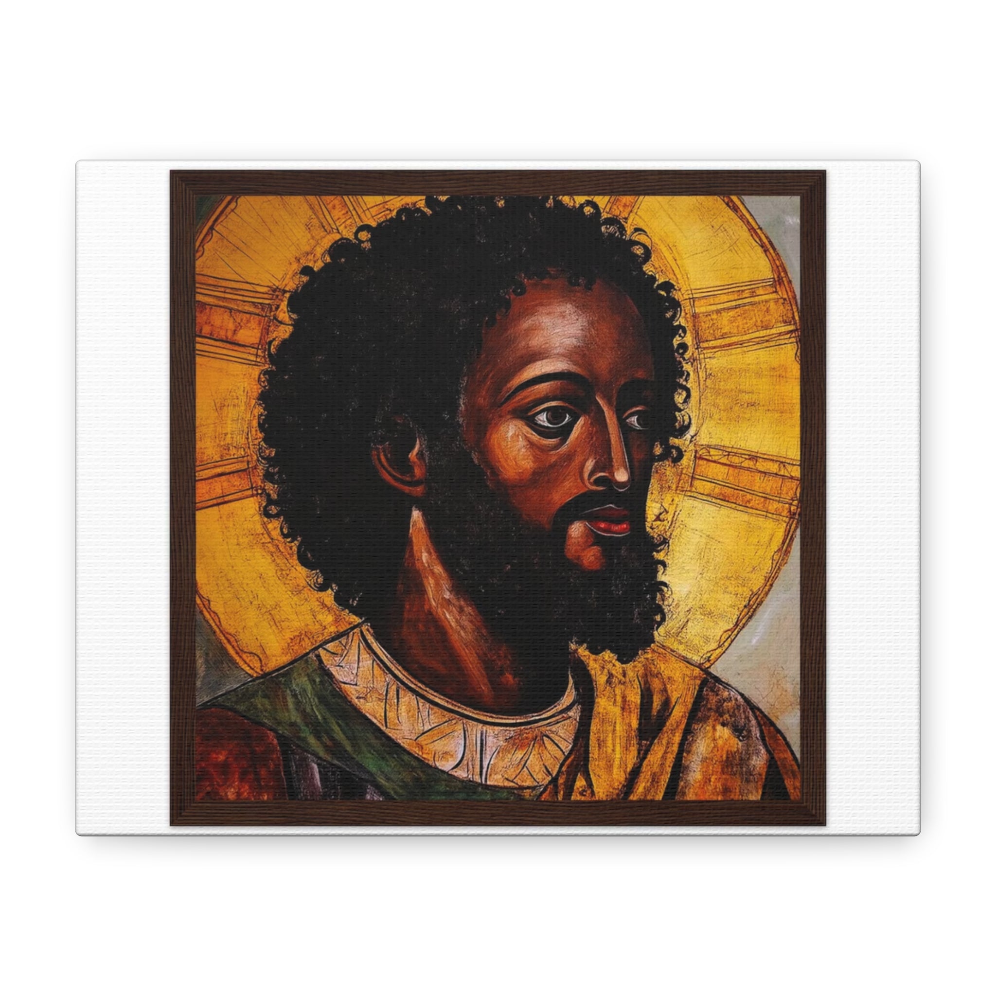 Saint Icon Matte Canvas Wall Art — African Christian Religious Portrait on Stretched Canvas